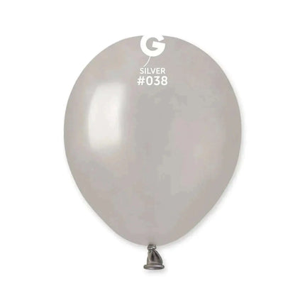 Gemar - 5" Metallic Silver Latex Balloons #038 (100pcs) Party Expo