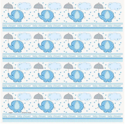 Gift Wrap Umbrellaphants Blue - Party Expo