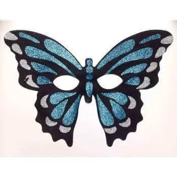 Glitter Butterfly Mask - Blue - Party Expo