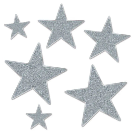 Glittered Foil Star Cutouts - Silver - Party Expo