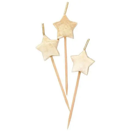 Gold Star Pick Birthday Candles (6ct) - Party Expo