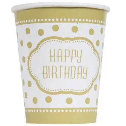 9oz Golden Birthday Paper Cups (8ct) - Party Expo