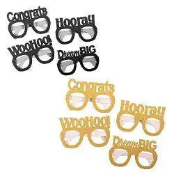Grad Glasses - Black & Gold (4ct) - Party Expo