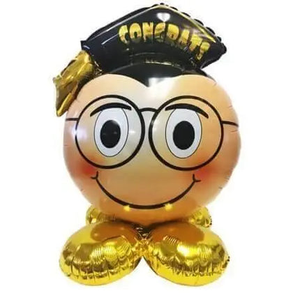 Graduation Smile Head with Glasses Mylar Balloon - Party Expo