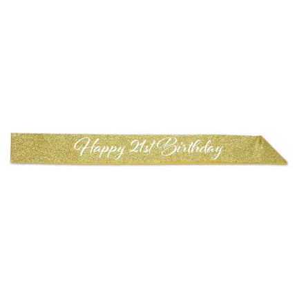 Happy "21st" Birthday Glittered Sash Party Expo