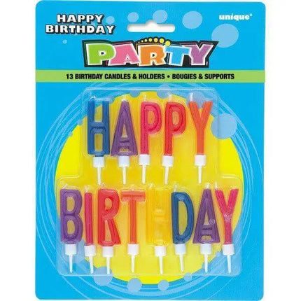 Happy Birthday Letter Candles in Holders (13ct) - Party Expo