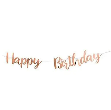 Happy Birthday Rose Gold Letter Banner - Party Expo
