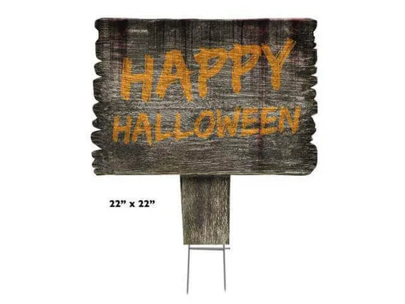 Happy Halloween Faux Wood Yard Sign - 22" x 22" Party Expo