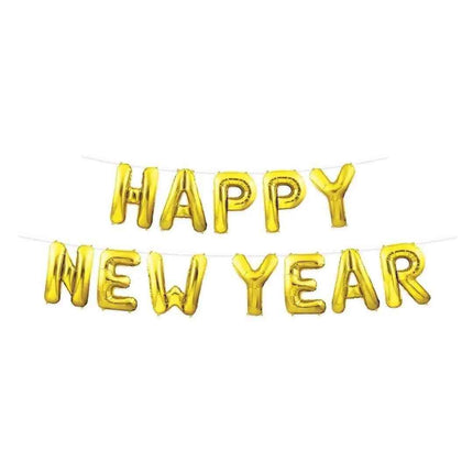 Happy New Year Balloon Streamer - Gold