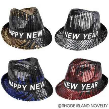 Happy New Year Sequin Fedora - Party Expo