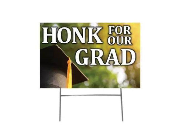 "Honk For Our Grad" Yard-Sign with half yard-stake Party Expo