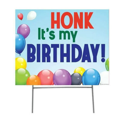 Honk It's My Birthday Yard Sign with half yard stake - Party Expo