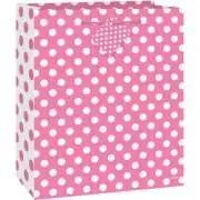 Hot Pink Polka Dots Gift Bag - Party Expo