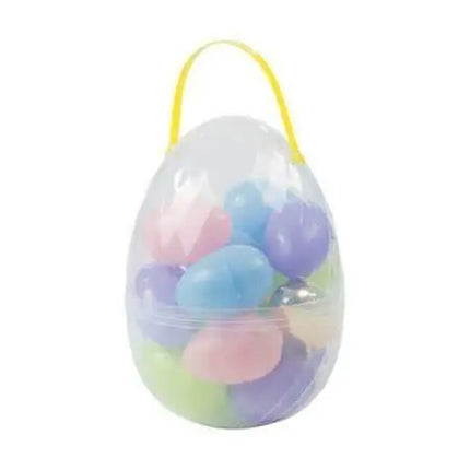 Large Egg-Shaped Container of Plastic Eggs (18ct) - Party Expo