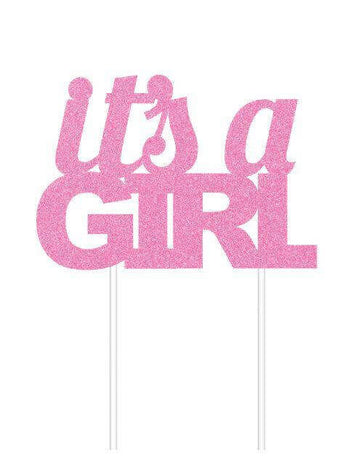 "It's a GIRL" Cake Topper - Pink - SKU:335054 - UPC:039938545215 - Party Expo