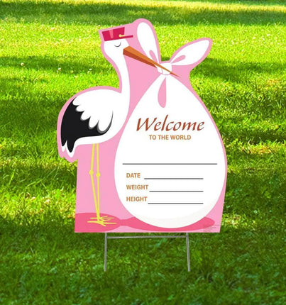 It's A Girl Stork Outdoor Yard Sign - Pink - Party Expo
