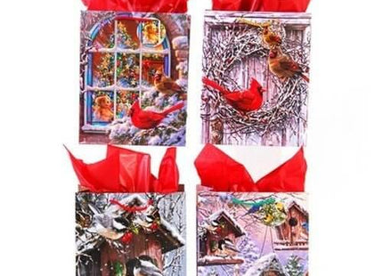 Large Christmas Cardinals Matte Gift Bag (1 count) - SKU:CM686HLD - UPC:677916840756 - Party Expo