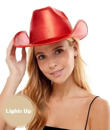 Light Up Cowboy Hat - Neon Red - Party Expo