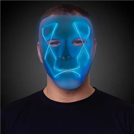 Light-Up EL Wire Mask - Blue - Party Expo