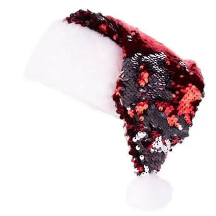 Magic Flip Sequin Christmas Santa Costume Hat - Red - Party Expo