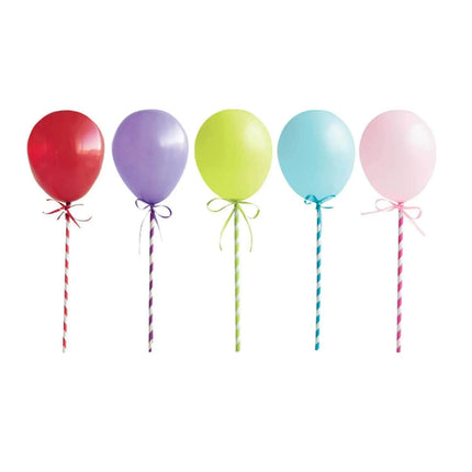 Mini Balloon Stick Cake Toppers (5ct) - Party Expo