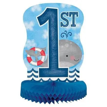 Nautical 1st Birthday Paper Honeycomb Centerpiece - Party Expo