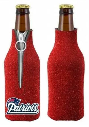 New England Patriots Glitter Zippered Bottle Coolie - Party Expo