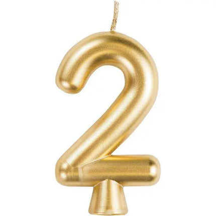 Number '2' Cake Candle - Gold - Party Expo