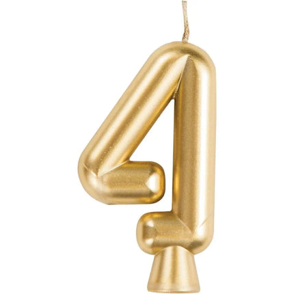 Number '4' Cake Candle - Gold - Party Expo