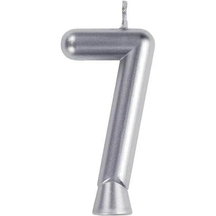 Number '7' Cake Candle - Silver - Party Expo