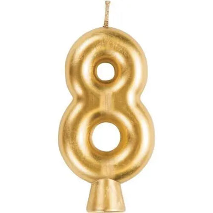 Number '8' Cake Candle - Gold - Party Expo