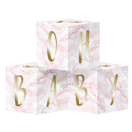 Oh Baby - Pink Marble Centerpiece (1ct) - Party Expo