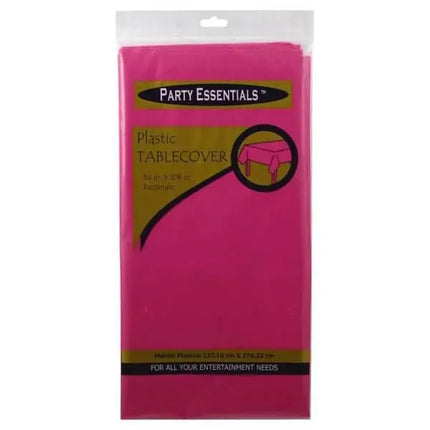 Party Essentials Heavy Duty Plastic Tablecover - Neon Pink (54x108) - Party Expo