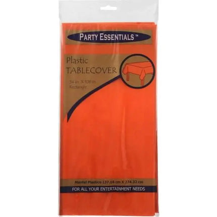Party Essentials Heavy Duty Plastic Tablecover - Neon Tangerine (54x108) - Party Expo