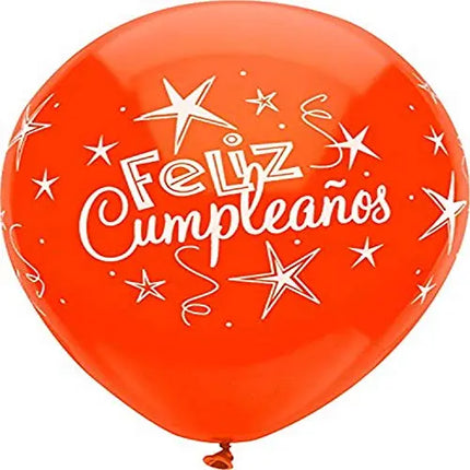 PartyMate - 12" Feliz Cumpleanos Latex Balloons (8ct) Party Expo
