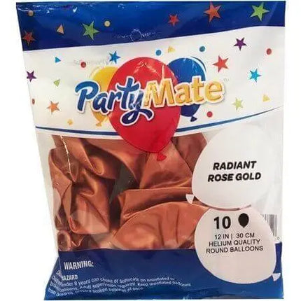 PartyMate - 12" Radiant Rose Gold Latex Balloons (10ct) Party Expo