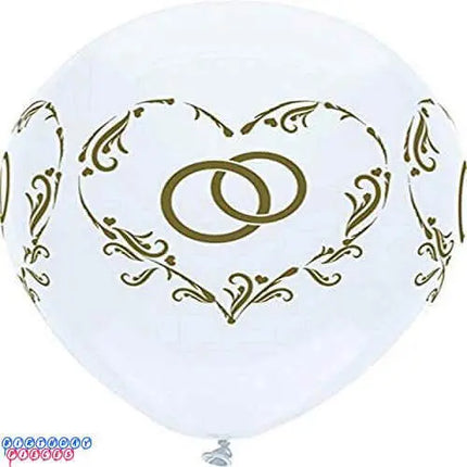 PartyMate - 12" Silk Wight Interlocked Wedding Rings Latex Balloons (6ct) Party Expo