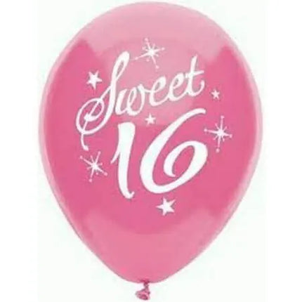 PartyMate - 12" Sweet 16 Sparkles & Stars Latex Balloons (8ct) Party Expo