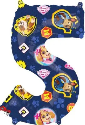 Paw Patrol - 26" Number '5' Blue Mylar Balloon Party Expo