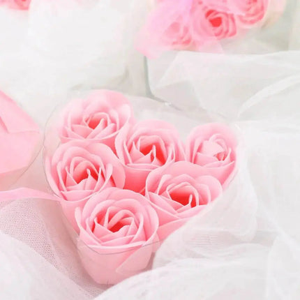 Pink Scented Rose Favor Soap Gift Box with Ribbon - Pack 6 - Party Expo