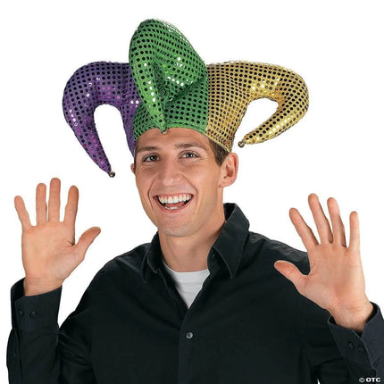 Polyester Mardi Gras Sequin Jester Hat - Party Expo