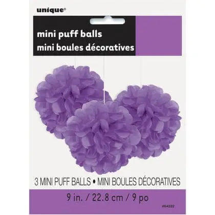 Puff Tissue Dec 9" Purple - 3 count Party Expo