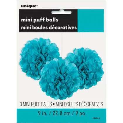 Puff Tissue Decoration 9" Caribbean Teal - 3 count Party Expo