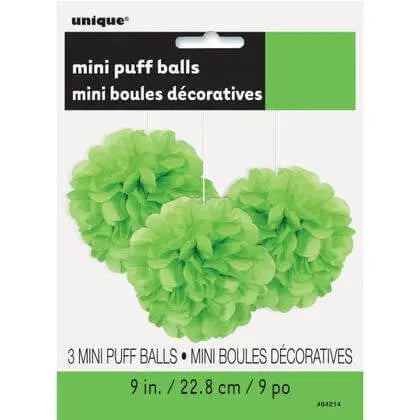 Puff Tissue Decoration 9" Lime Green - 3 count Party Expo