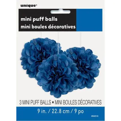 Puff Tissue Decoration 9" Royal Blue - 3 count Party Expo