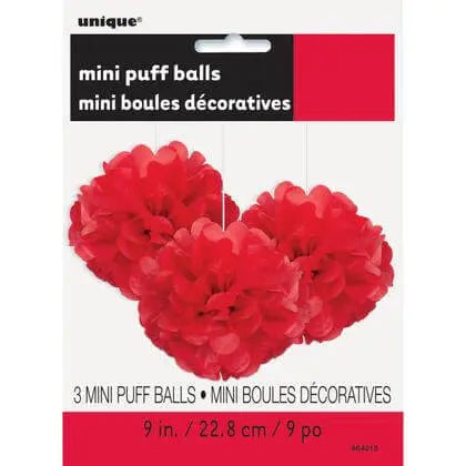 Puff Tissue Decoration 9" Ruby Red - 3 count Party Expo