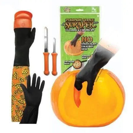 Pumpkin Glove Scraper Cleaning & Carving Kit - Adult - Party Expo