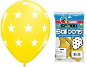 Qualatex - 11" Big Stars Yellow Latex Balloons (5ct) Party Expo