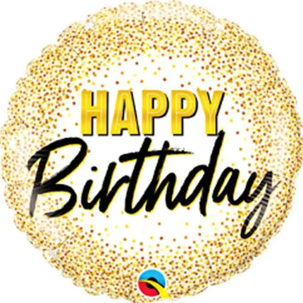Qualatex - 18" Birthday Gold Glitter Dots Mylar Balloon #64 Party Expo