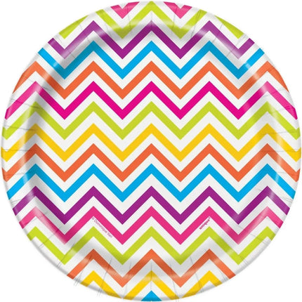Rainbow Chevron 7" Plates Party Expo